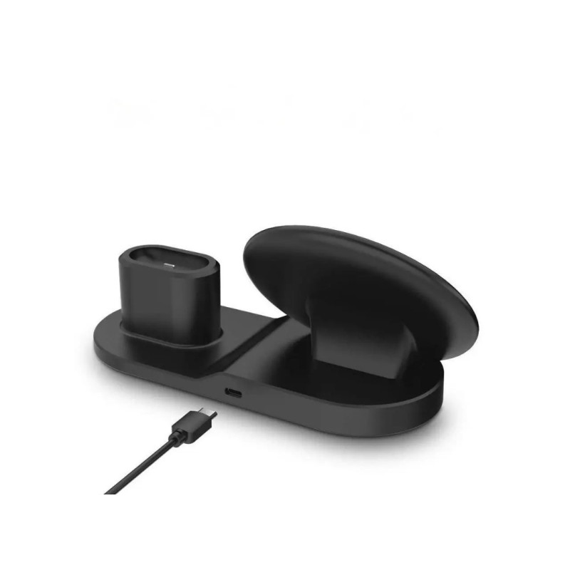 Бездротовий зарядний пристрій 3 в 1 Швидка зарядка 5-9 вольт / 5-10 Ватт / 2 Чорний Ампера