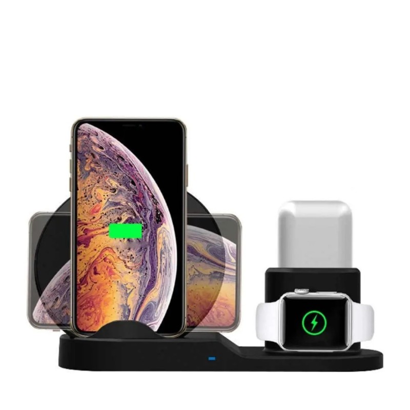 Бездротовий зарядний пристрій 3 в 1 Швидка зарядка 5-9 вольт / 5-10 Ватт / 2 Чорний Ампера