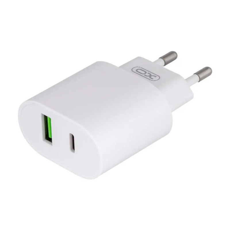 Блок живлення XO-L81A з кабелем Type-C Швидке заряджання Quick Charge 3.0 USB 18W + Type C (PD 20W) Білий
