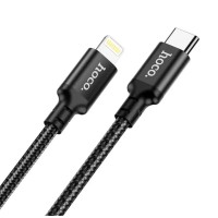 Кабель Hoco. X14 Type-C - Lightning для смартфонов 1 метр Нейлоновое сплетение Черный