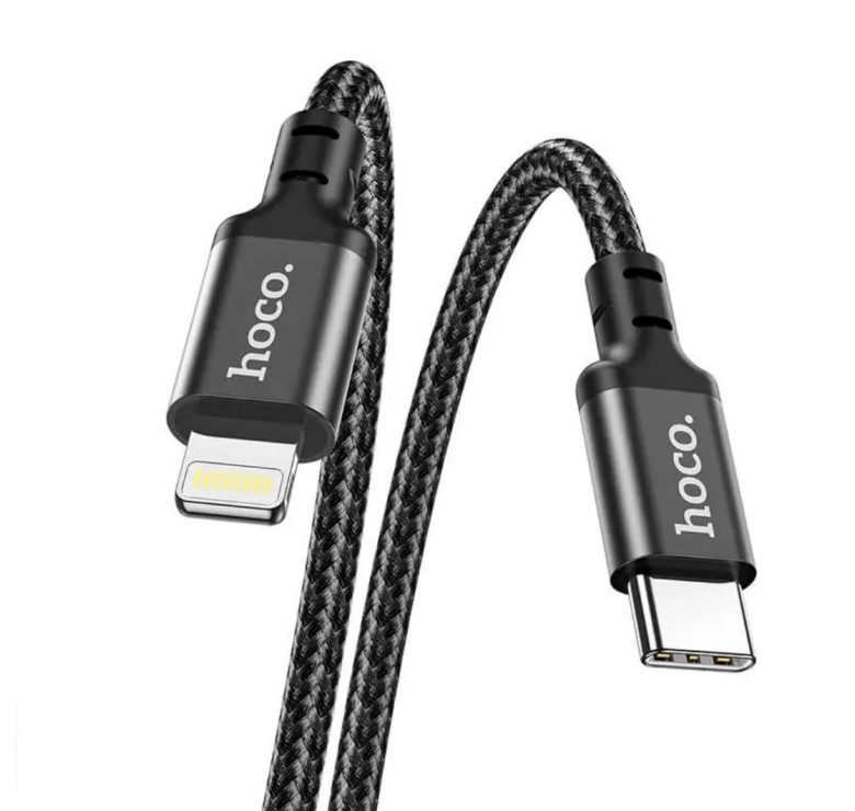 Кабель Hoco. X14 Type-C - Lightning для смартфонов 1 метр Нейлоновое сплетение Черный