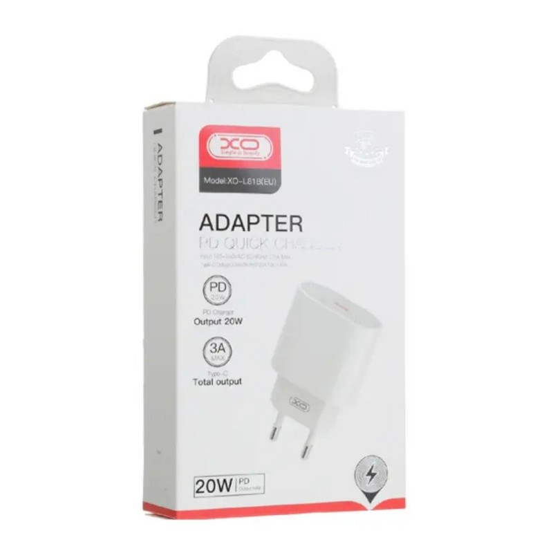 Блок живлення XO-L81B Швидке заряджання Quick Charge 3.0 / PD20W Type-C Білий