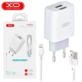 Оригинальный блок питания XO-L57 с кабелем lightning для Iphone 5 вольт 2.4 Ампера 2 USB Белый