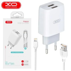 Оригінальний блок живлення XO-L57 з кабелем lightning для Iphone 5 вольт 2.4 Ампера 2 USB Білий