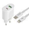 Блок питания XO-L81A с кабелем Type-C - Lightning (Iphone) Quick Charge 3.0 USB 18W + Type C (PD 20W) Белый