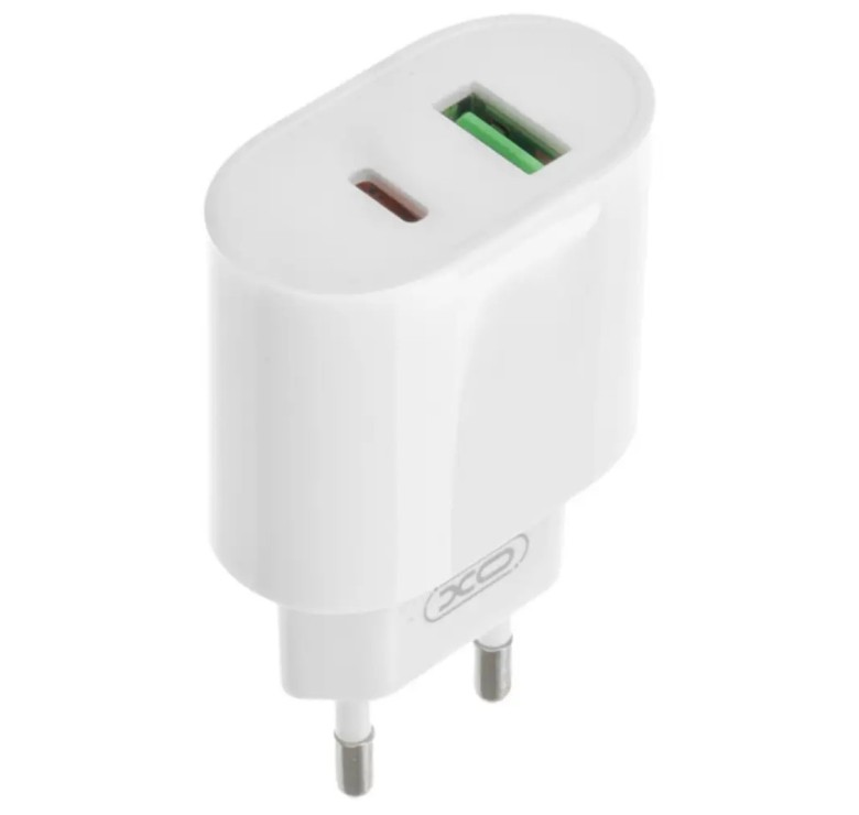 Блок питания XO-L81A с кабелем Micro USB Быстрая зарядка Quick Charge 3.0 USB 18W + Type C (PD 20W) Белый