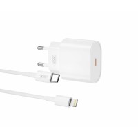 Блок живлення XO-L81B з кабелем Type-C - Lightning (Iphone) / Швидка зарядка Quick Charge 3.0/20W (PD 20W) Бел