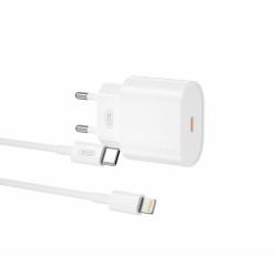 Блок живлення XO-L81B з кабелем Type-C - Lightning (Iphone) / Швидка зарядка Quick Charge 3.0/20W (PD 20W) Бел