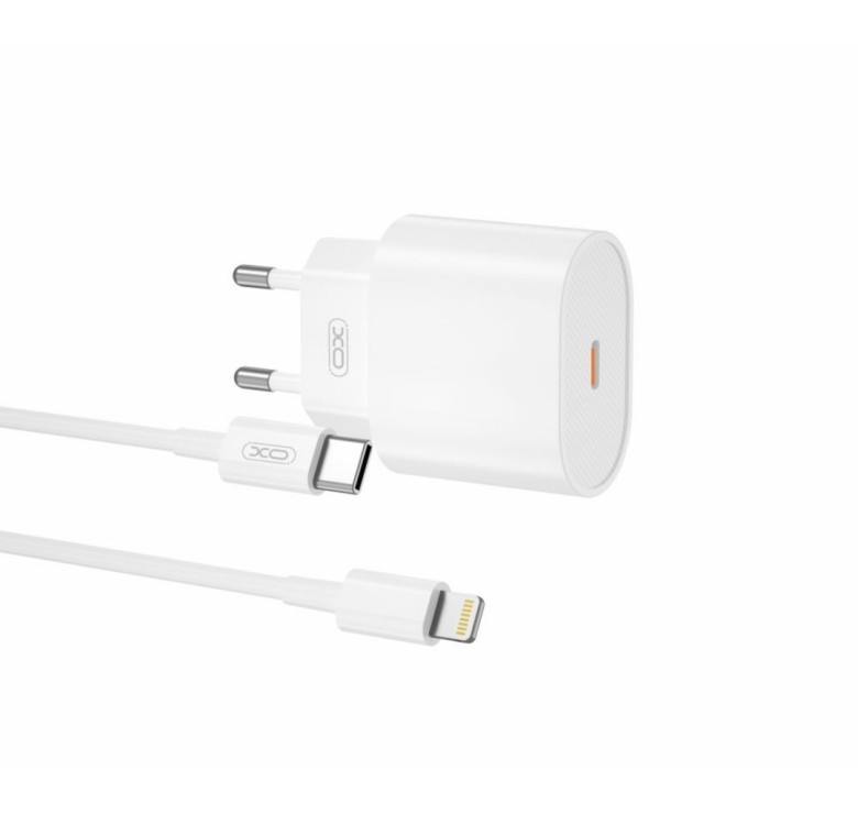 Блок живлення XO-L81B з кабелем Type-C - Lightning (Iphone) / Швидка зарядка Quick Charge 3.0/20W (PD 20W) Бел