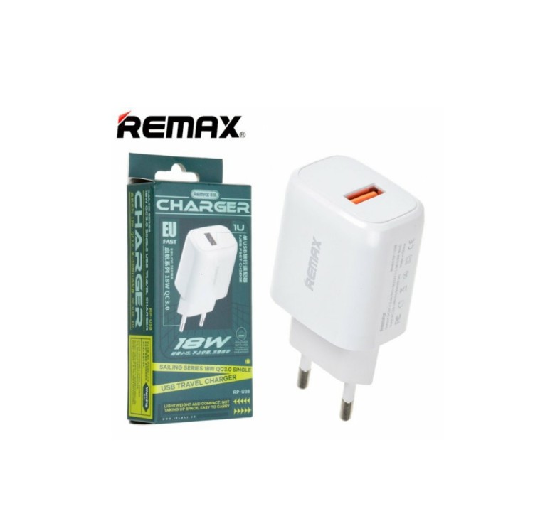 Блок питания Remax RP-U38 / Быстрая зарядка Quick Charge 3.0 18 Ват / Белый