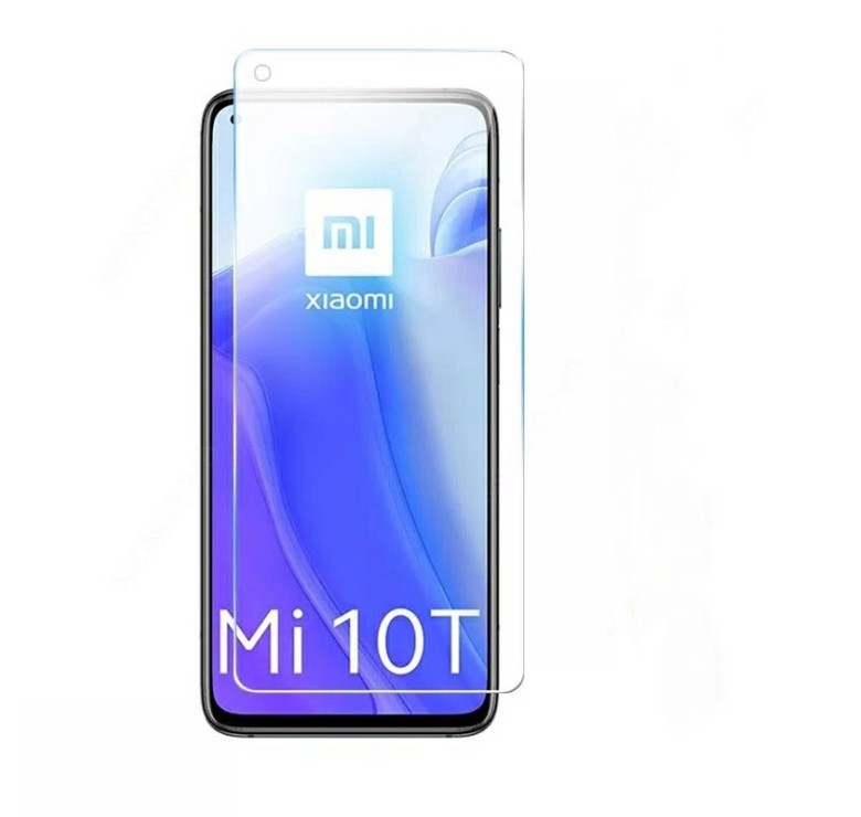 Закаленное защитное стекло на Xiaomi Mi 10T Pro / С вырезом для камеры / Прозрачное