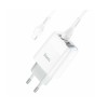 Блок живлення hoco. C93A / 3 USB + дисплей + кабель Lightning - USB / до 3.4 Ампер / Білий