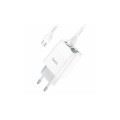 Блок питания hoco. C93A / 3 USB + дисплей + кабель Type-C - USB / до 3.4 Ампер / Белый