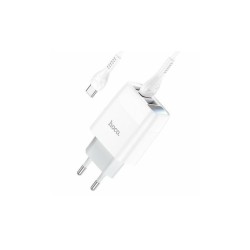 Блок питания hoco. C93A / 3 USB + дисплей + кабель Type-C - USB / до 3.4 Ампер / Белый