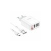 Блок питания hoco. C93A / 3 USB + дисплей + кабель Type-C - USB / до 3.4 Ампер / Белый