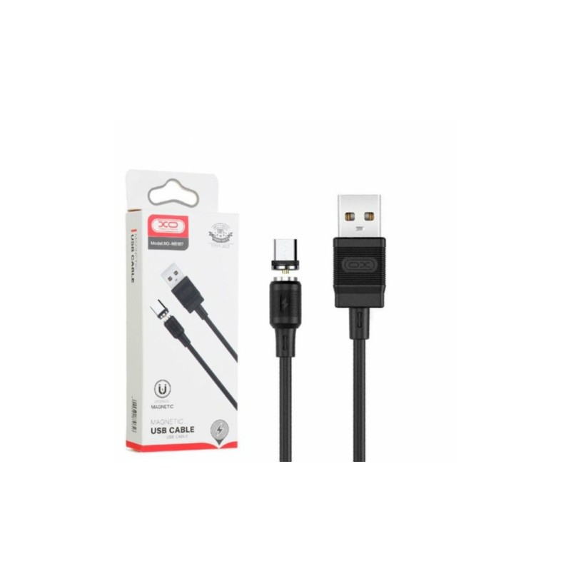 Магнитный Micro USB кабель XO-NB187 / Круглый / 360 Градусов / 100 см. / Черный