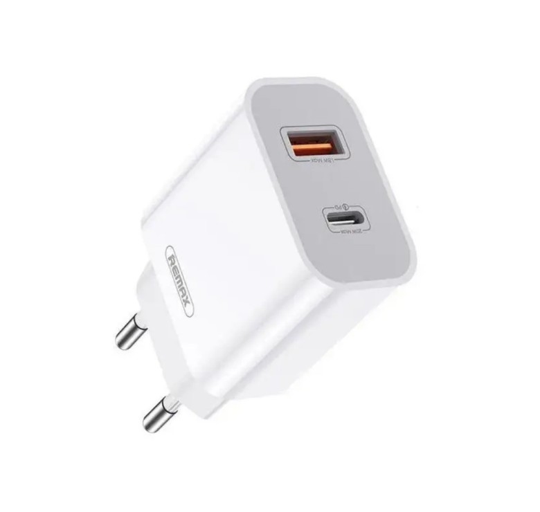 Блок питания Remax RP-U68 / Быстрая зарядка Quick Charge 3.0 / (USB 18W) + Type C (PD 20W) / Белый