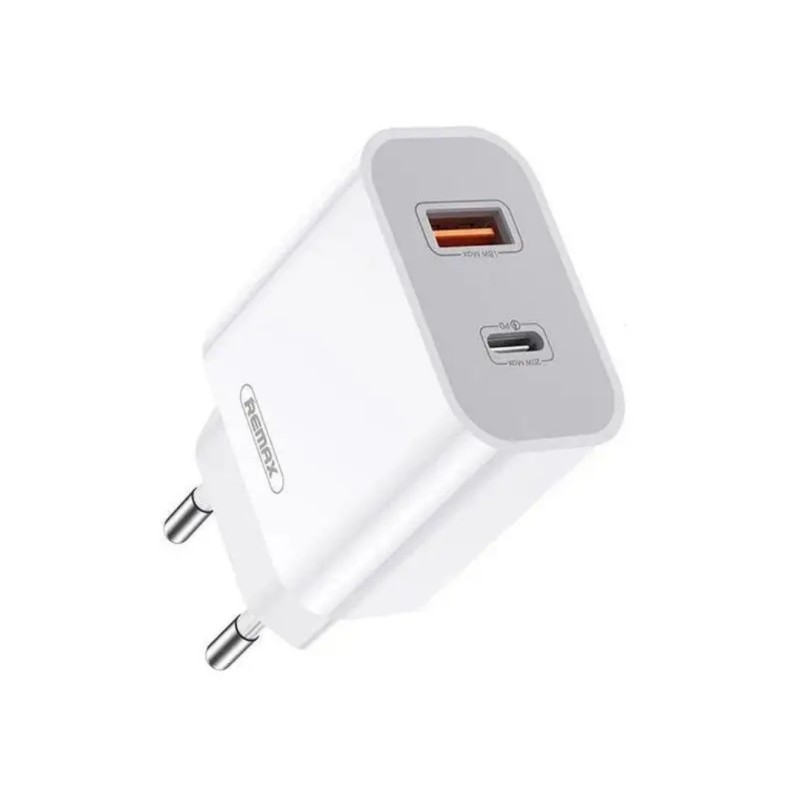 Блок питания Remax RP-U68 / Быстрая зарядка Quick Charge 3.0 / (USB 18W) + Type C (PD 20W) / Белый