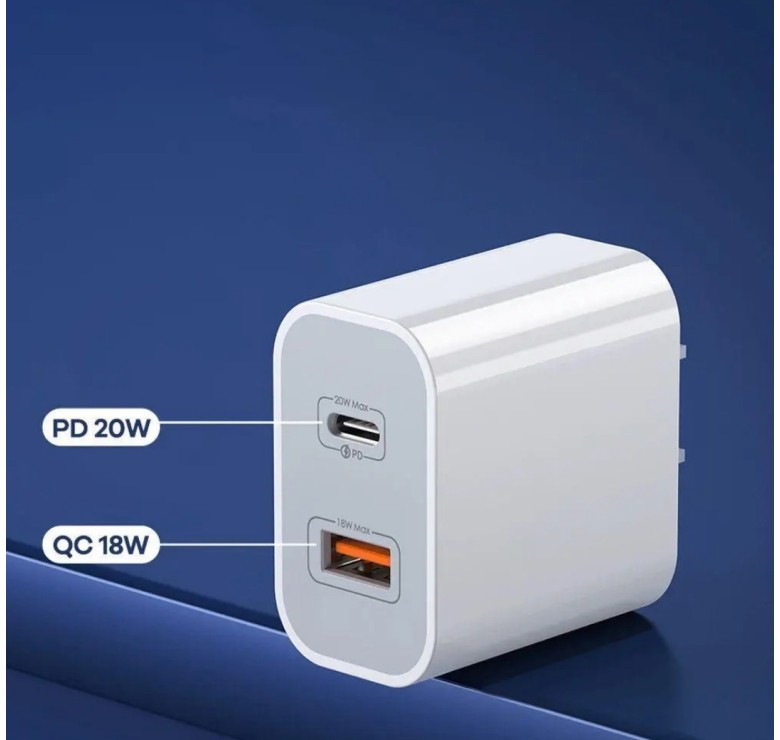 Блок питания Remax RP-U68 / Быстрая зарядка Quick Charge 3.0 / (USB 18W) + Type C (PD 20W) / Белый