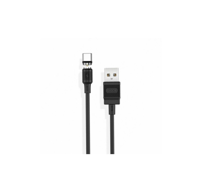 Магнитный кабель Type-C - USB / XO-NB187 / Круглый / 360 Градусов / 100 см. / Черный
