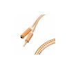 AUX удлинитель для передачи аудио / Mini-jack 3.5 mm. / 2 Pin / Тканевый / 2 метра / Золотой