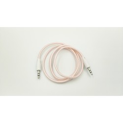 AUX перехідник (кабель) для передачі аудіо/Mini-jack 3.5 mm. / 2 Pin / Тканинний / 1 метр / Рожевий