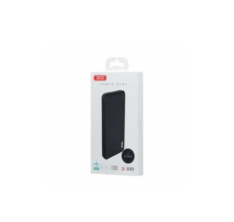 Power Bank XO-PB70 / Быстрая зарядка 5 вольт – 2 Ампера / 13000 mAh / Черный