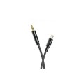 Переходник кабель XO-R211A с Lightning на AUX аудио 3.5 mm. / Нейлон / 1 метр / Черный