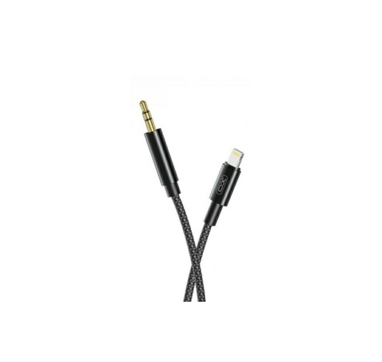 Переходник кабель XO-R211A с Lightning на AUX аудио 3.5 mm. / Нейлон / 1 метр / Черный
