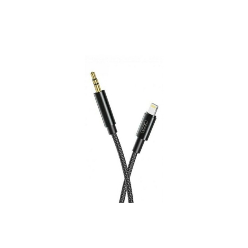 Перехідник кабель XO-R211A із Lightning на AUX аудіо 3.5 mm. / Нейлон / 1 метр / Чорний