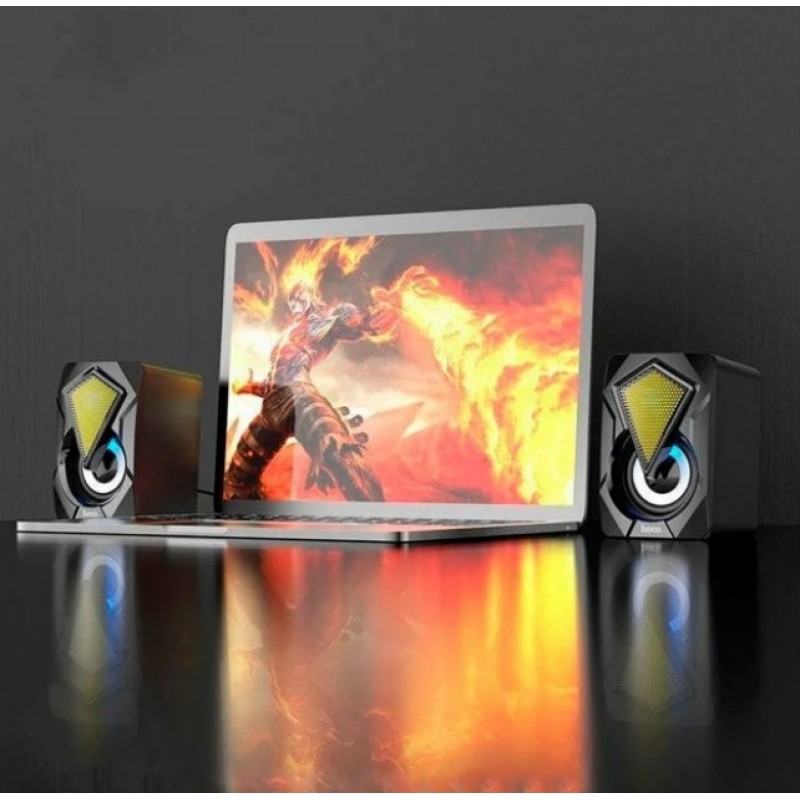 Колонки компьютерные проводние Super Mini Hoco DS30A / С подсветкой / 6 Ватт / Черные