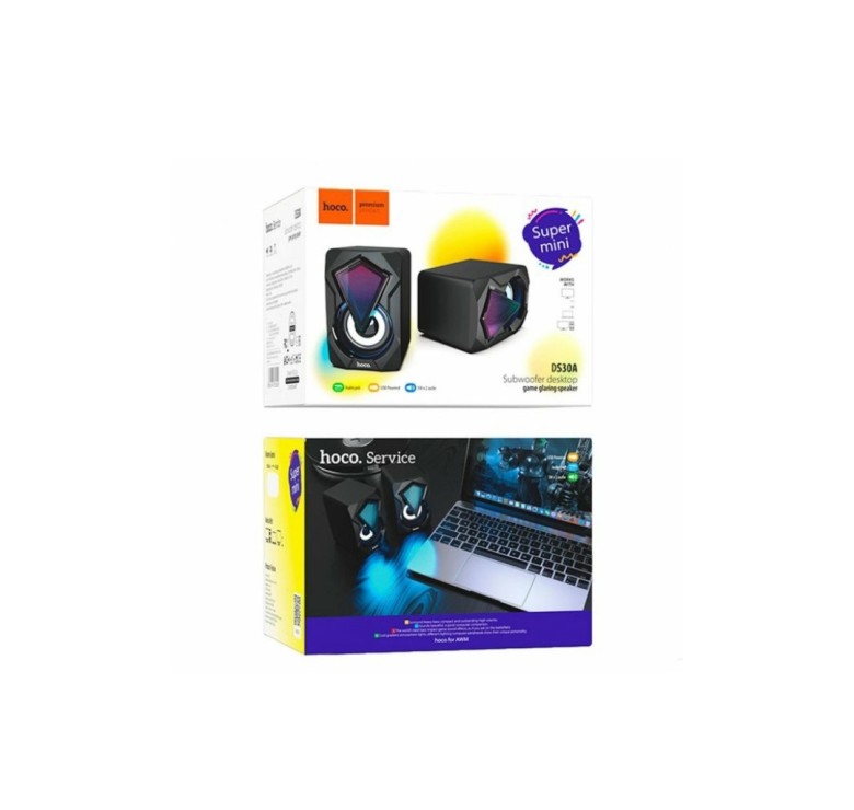Колонки компьютерные проводние Super Mini Hoco DS30A / С подсветкой / 6 Ватт / Черные