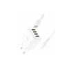 Блок живлення Hoco. C102A з кабелем (Lightning) для Iphone / 4 USB / 28.5 Ватт / Швидка зарядка Quick Charge 3