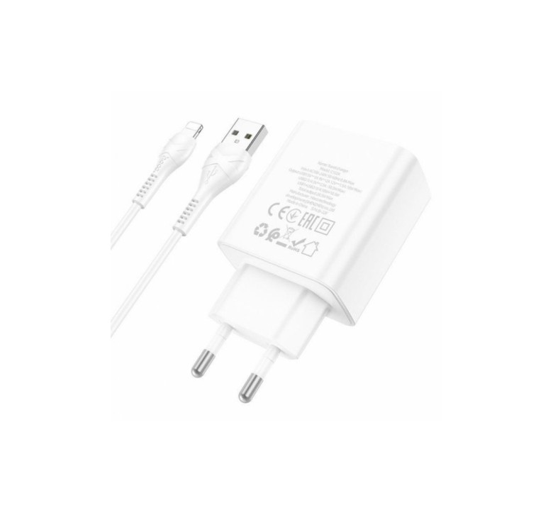 Блок живлення Hoco. C102A з кабелем (Lightning) для Iphone / 4 USB / 28.5 Ватт / Швидка зарядка Quick Charge 3
