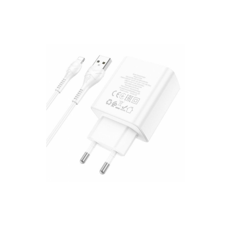 Блок питания hoco. C102A с кабелем (Lightning) для Iphone / 4 USB / 28.5 Ватт / Быстрая зарядка Quick Charge 3