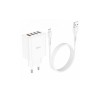 Блок живлення hoco. C102A з кабелем Micro-USB / 4 USB / 28.5 Ватт / Швидка зарядка Quick Charge 3.0 / Білий