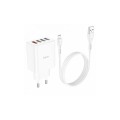 Блок живлення hoco. C102A з кабелем Micro-USB / 4 USB / 28.5 Ватт / Швидка зарядка Quick Charge 3.0 / Білий