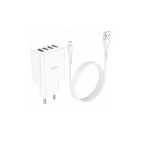 Блок живлення hoco. C102A з кабелем Micro-USB / 4 USB / 28.5 Ватт / Швидка зарядка Quick Charge 3.0 / Білий