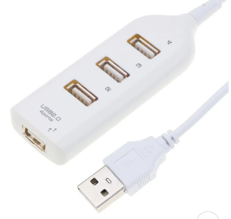 USB хаб Hi-Speed / USB 2.0 / 4 порти USB / 40 см. / Білий