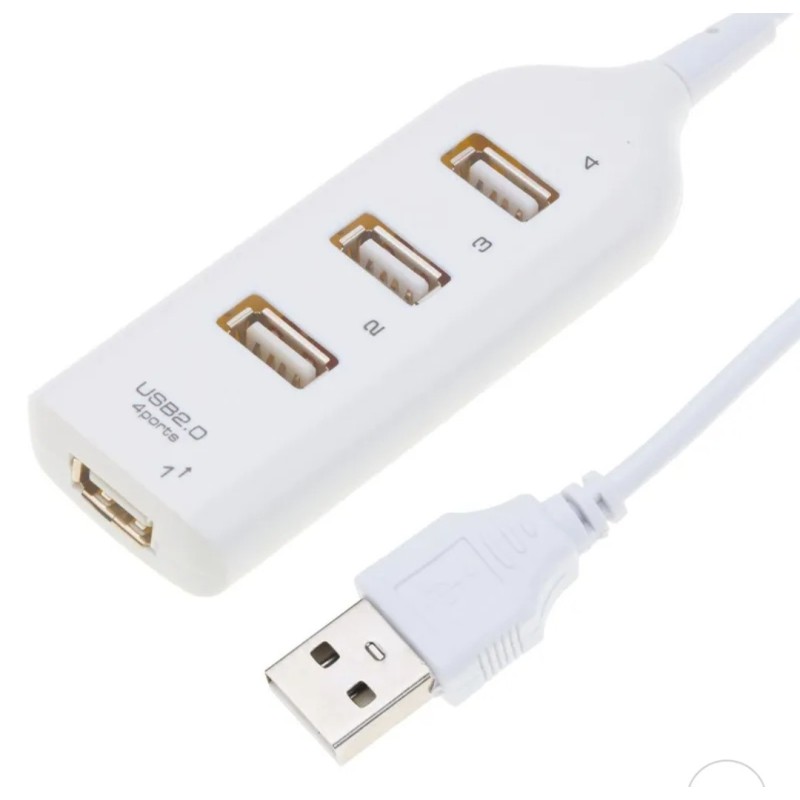 USB хаб Hi-Speed / USB 2.0 / 4 порти USB / 40 см. / Білий