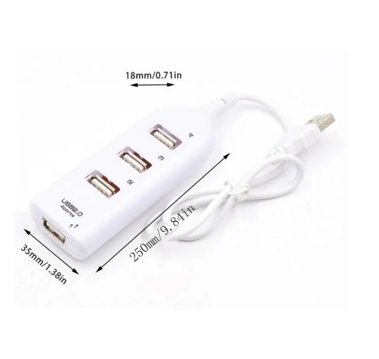 USB хаб Hi-Speed / USB 2.0 / 4 порти USB / 40 см. / Білий