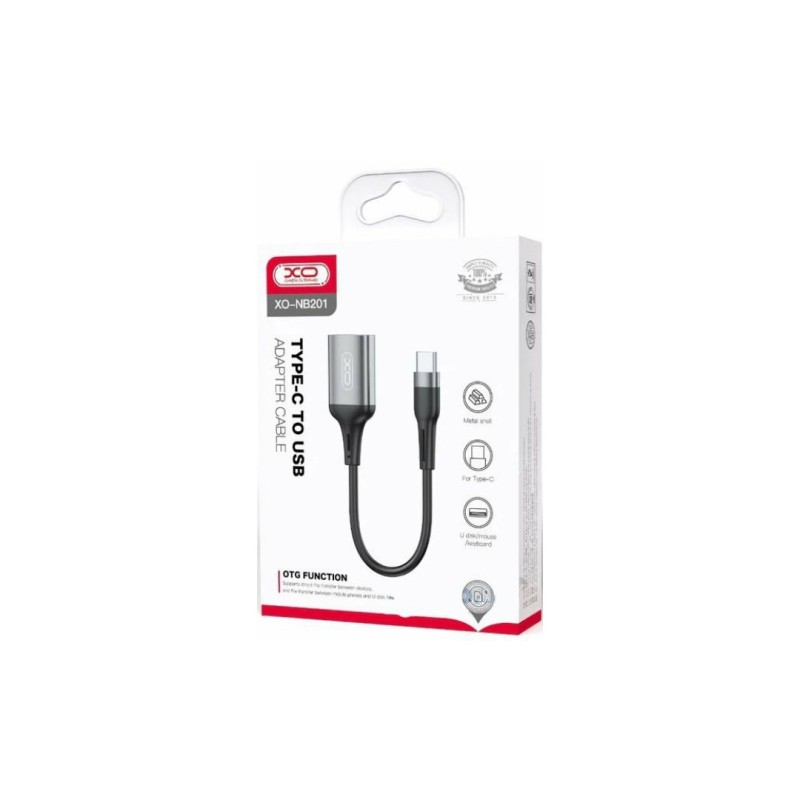 Type-C кабель OTG / XO-NB201 / USB 2.0 / Чорний