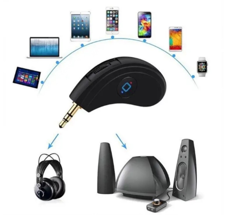 Bluetooth ресивер HK009/AUX аудіо 3.5 mm. / З акумулятором / Чорний