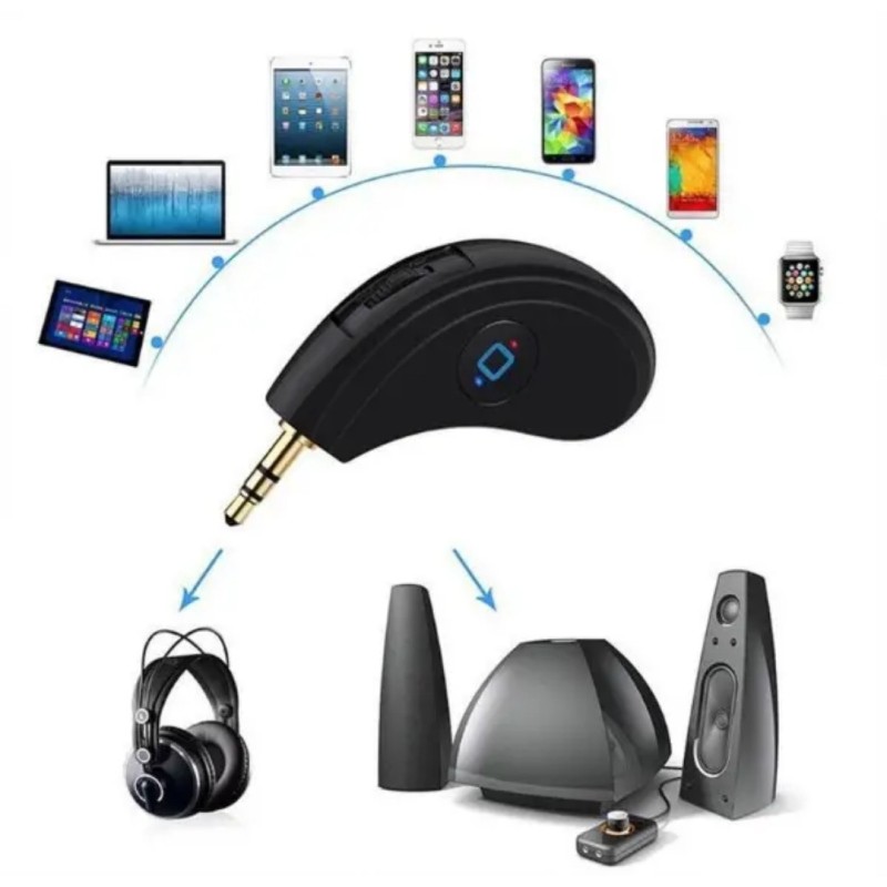 Bluetooth ресивер HK009 / AUX аудио 3.5 mm. / С аккумулятором / Черный