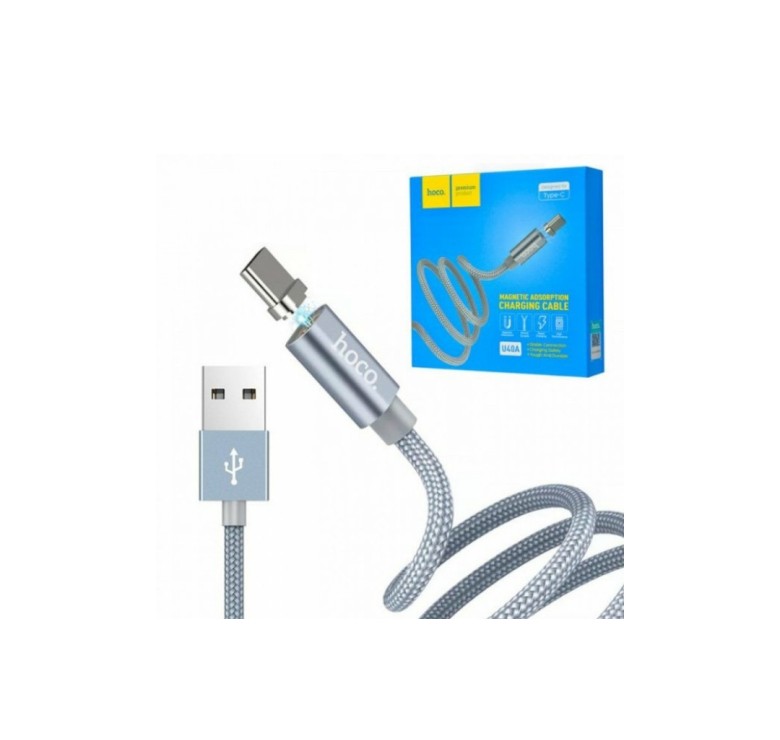 Магнитный кабель Hoco U40A / Type-C - USB / 3 Ампера / 100 см. / Серый