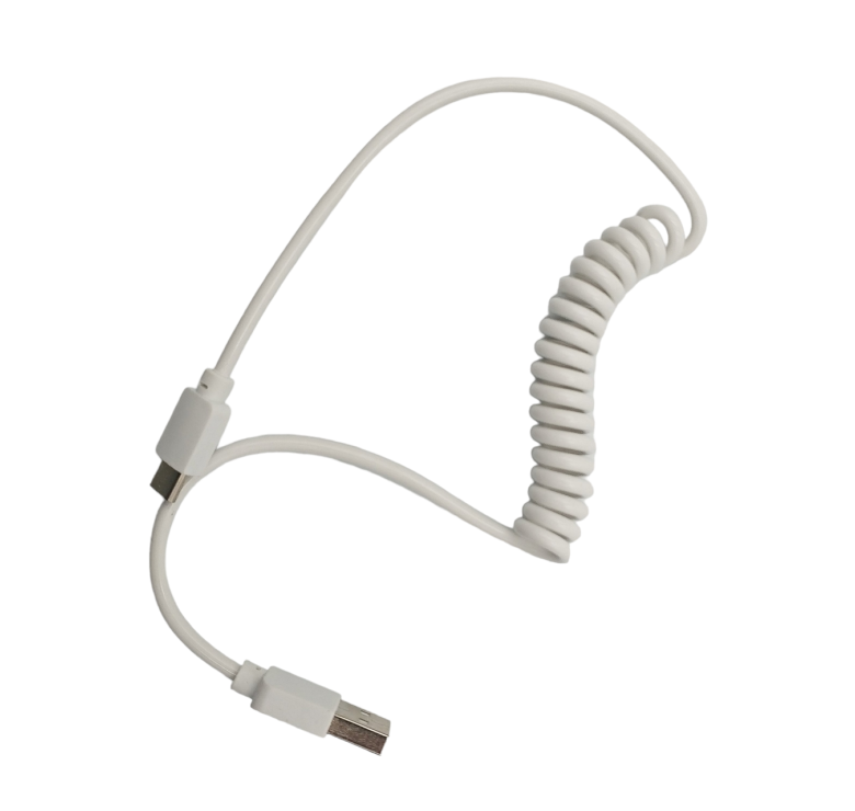 Кабель пружина / Type-C - USB / 2 ампери / 1 метр / Білий