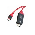 Кабель XO-GB005 / Type-C - HDMI / 4K / 30Hz / 2 метри / Червоний