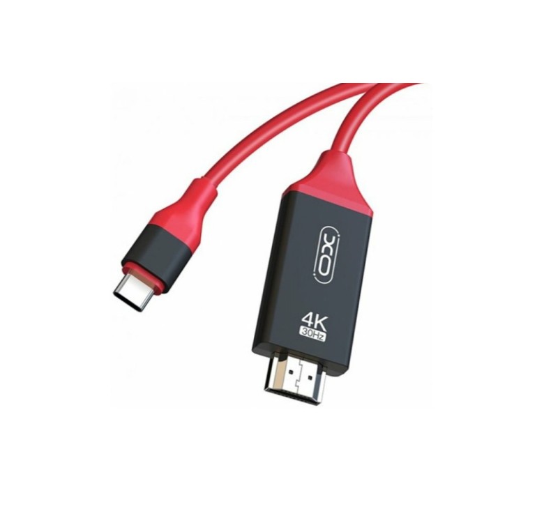 Кабель XO-GB005 / Type-C - HDMI / 4K / 30Hz / 2 метри / Червоний