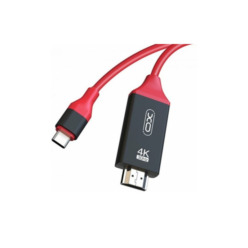 Кабель XO-GB005 / Type-C - HDMI / 4K / 30Hz / 2 метри / Червоний