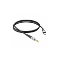AUX переходник Hoco UPA22 (кабель) для аудио / Type-C - Mini-jack 3.5 mm. / Силиконовый / 1 метр / Черный